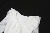 White Lace Ruffled Dress with High Slit image 5