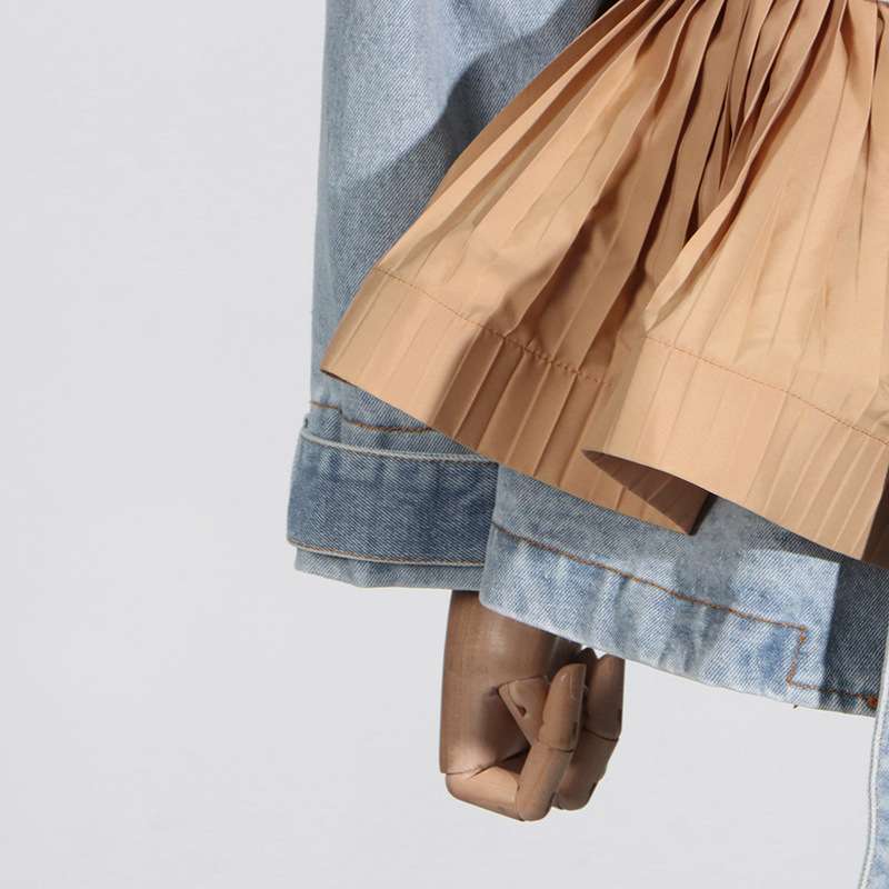 Colorblock Long Sleeve Ruffles Denim Jacket image 8