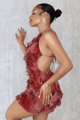 Floral Mesh Print Ruffle Dress image 1