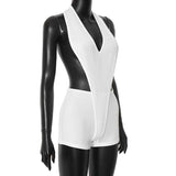 Plunge Halter Neck Backless Romper image 4