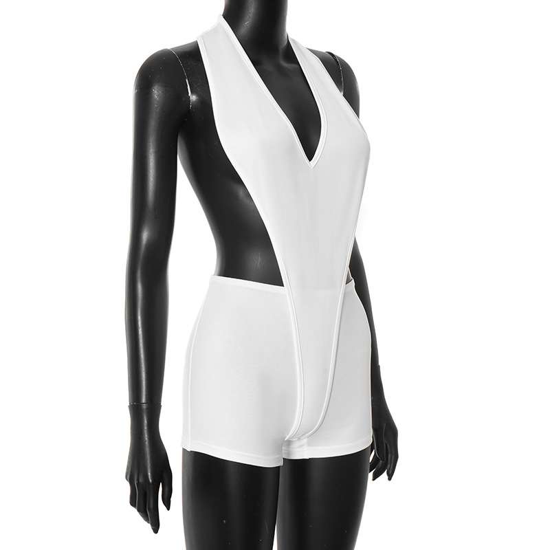 Plunge Halter Neck Backless Romper image 4