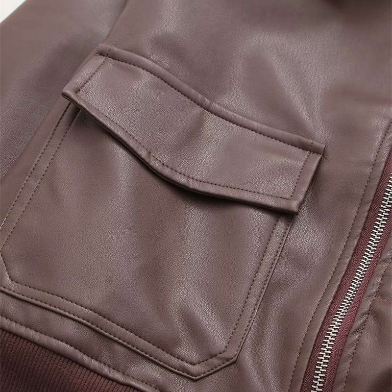 Faux Leather Aviator Jacket image 4