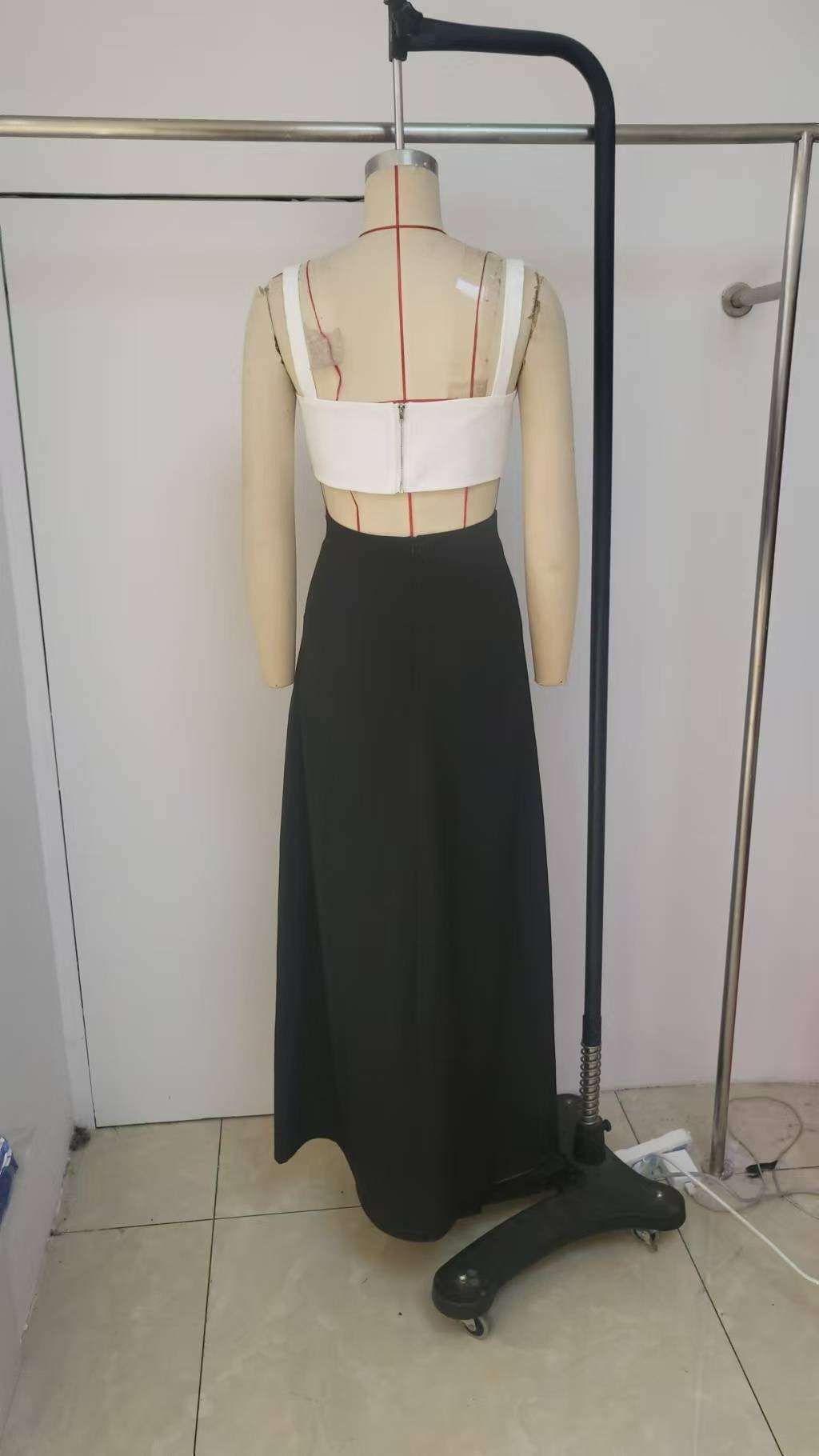 Chic Black & White Cutout Maxi Dress image 4