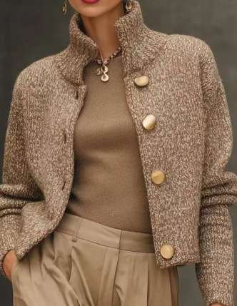 Textured Jacket with Gold Buttons image 1