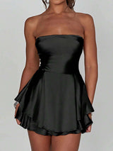 Strapless Dress with Ruffled Hem image 2