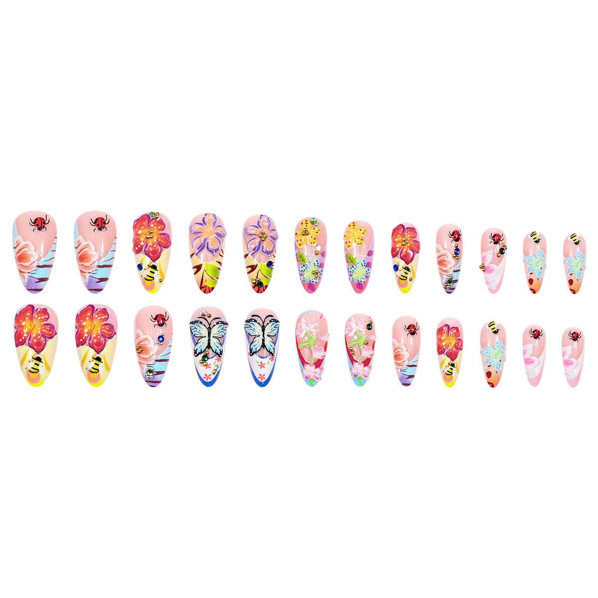 Colorful 3D Floral and Insect Nail Art Set image 2