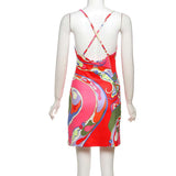 Abstract Print Cowl Neck Sleeveless Dress image 4