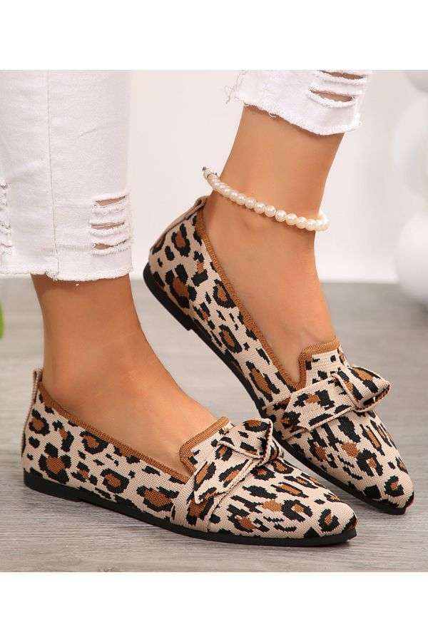 Leopard Print Bow-Accent Flats image 0