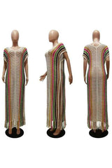 Sexy Crochet Fishnet Bikini CoverUp Oversize Maxi Dress image 5