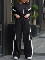 Stylish Tracksuit with Cargo Pants - S, Black image