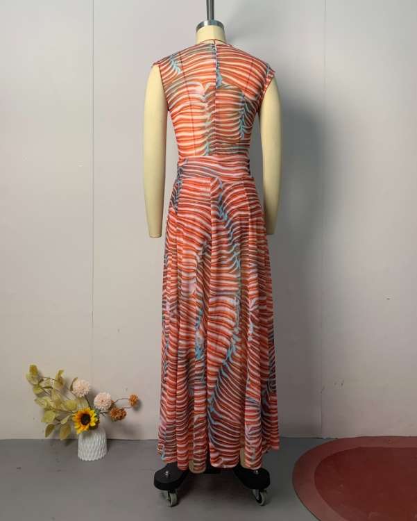 Vibrant Striped Sleeveless Maxi Dress image 5