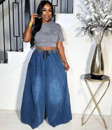 Wide-Leg Pants with Elastic Waist image 1
