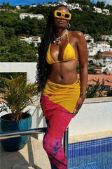 Sexy Multicolor Three Piece Bikini CoverUp Swimwear Set image 2