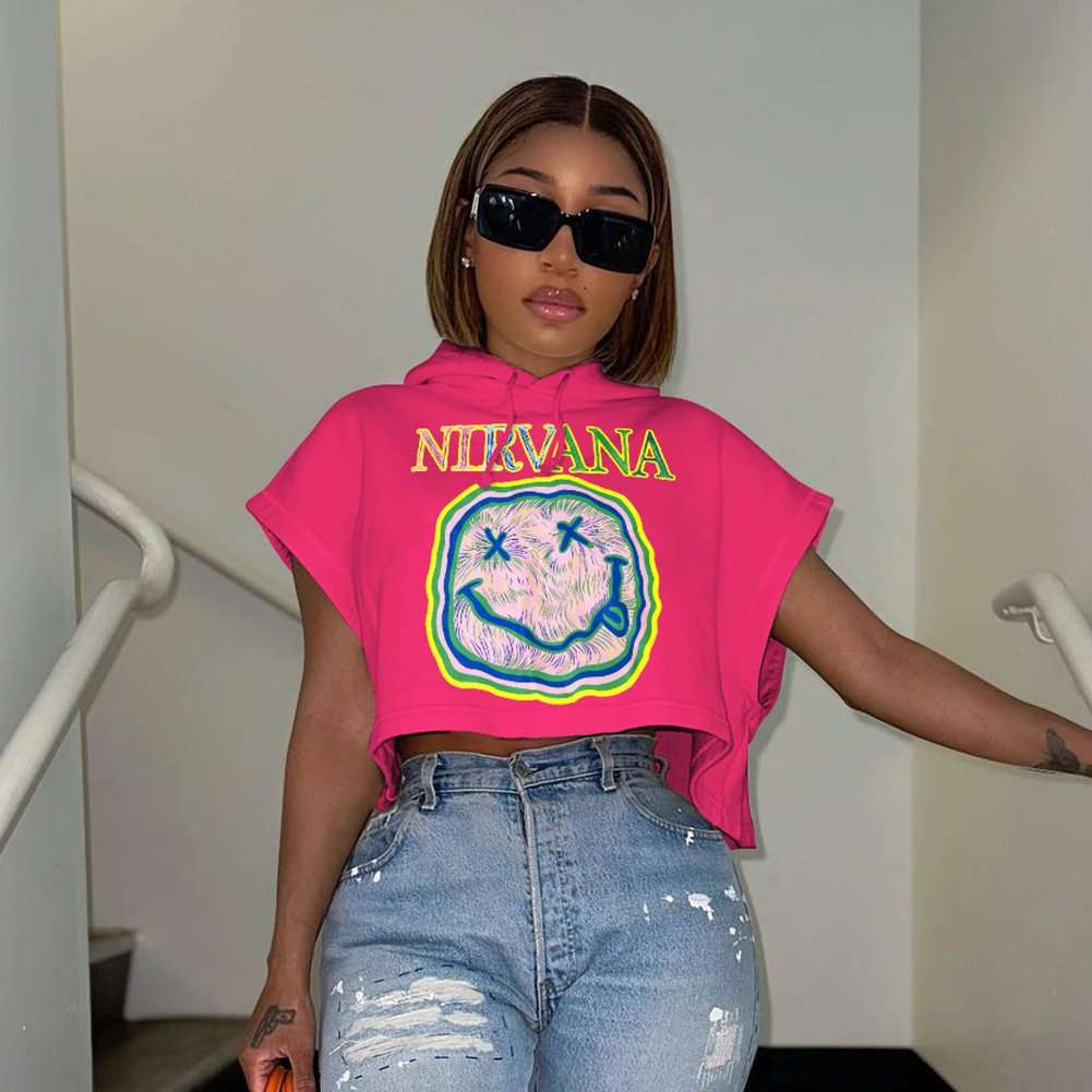 Graphic Crop Hoodie - S, Rose image