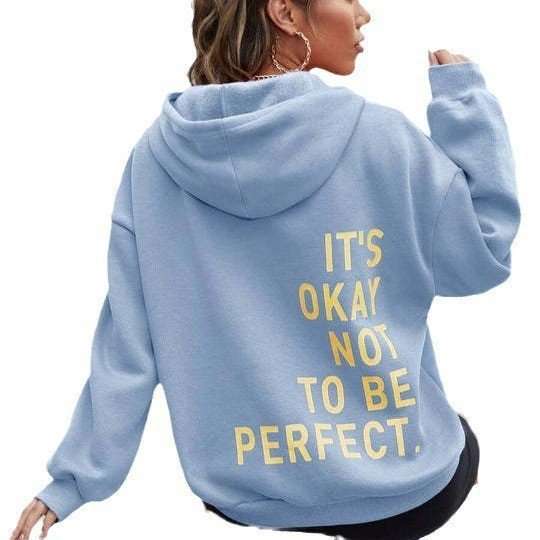 Oversized Hoodie OKAY NOT TO BE PERFECT - L, Sky Blue image