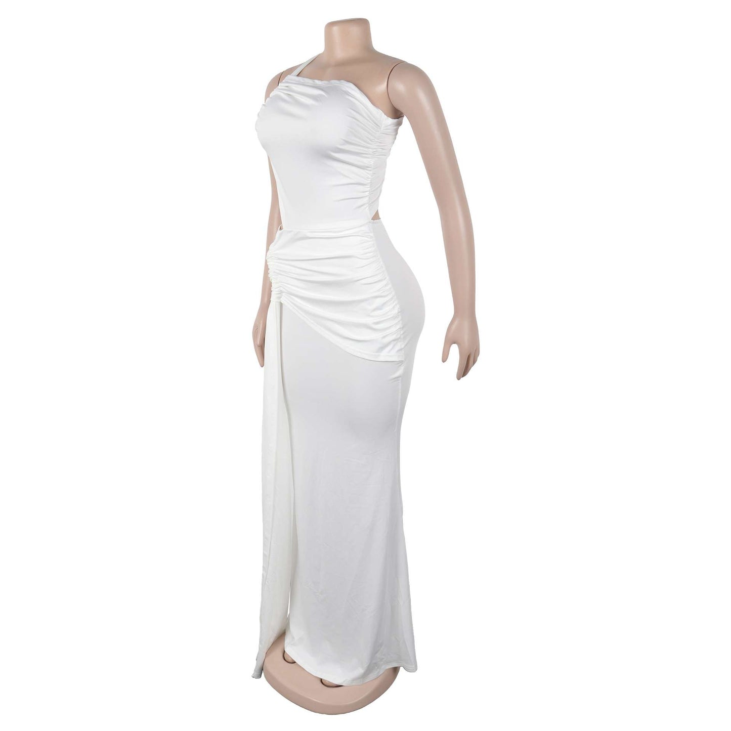 Elegant One-Shoulder White Evening Gown image 9