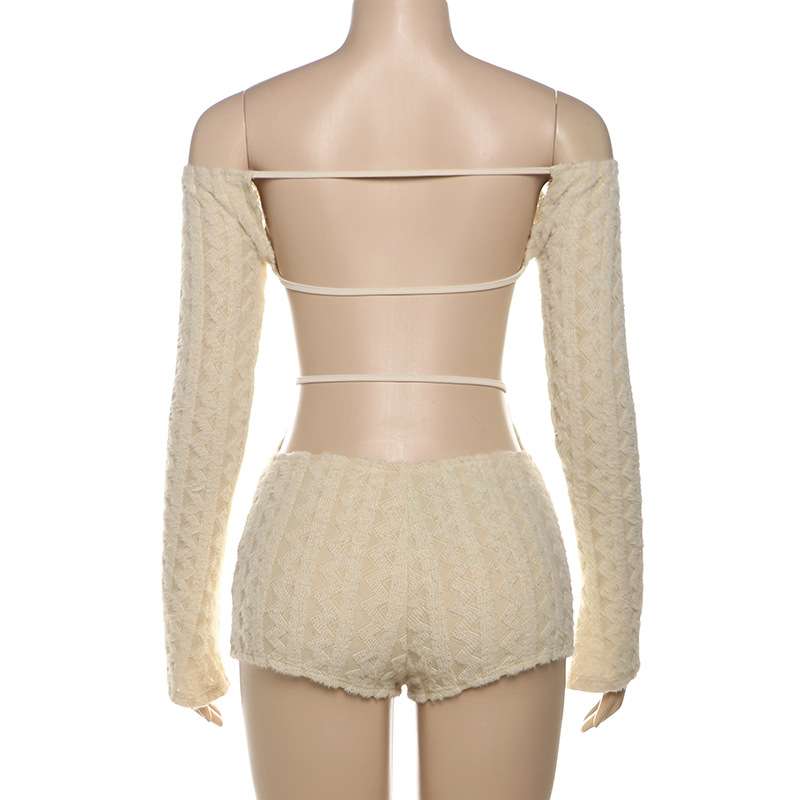 Solid Backless Slim-Fit Off-Shoulder Rompers image 8