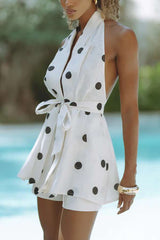 Chic Polka Dot Halter Top & Short Set image 0