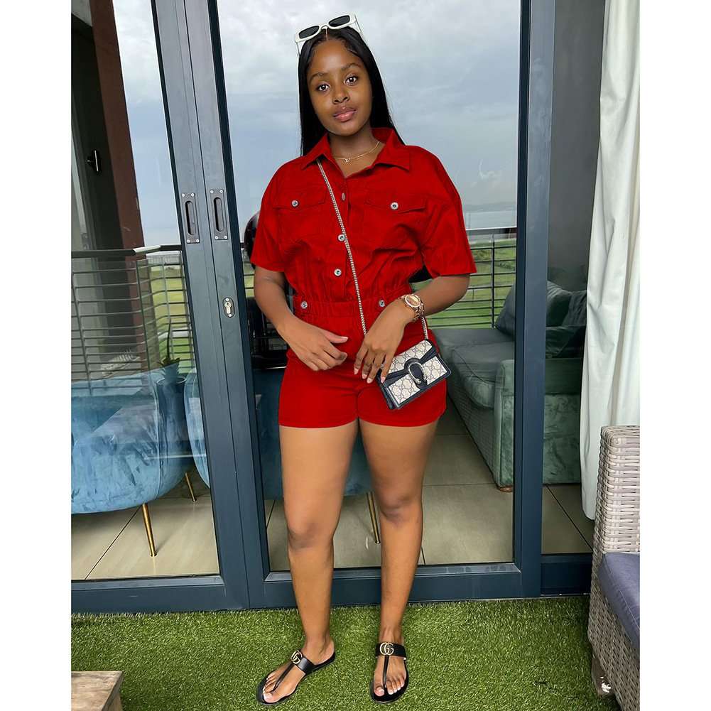 Utility Top & Shorts Set - S, Red image