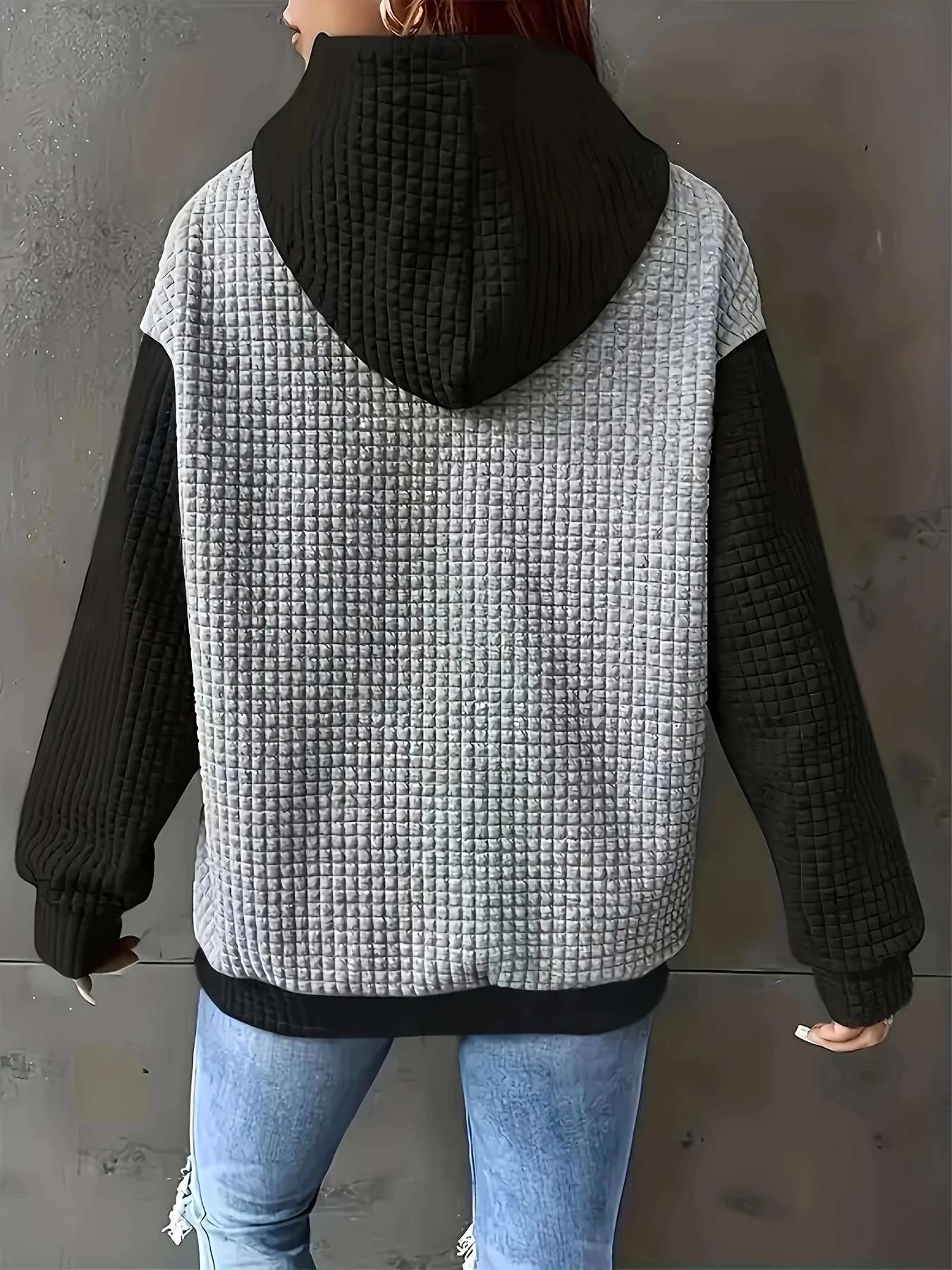 Cozy Quilted Colorblock Hoodie Sweater image 6