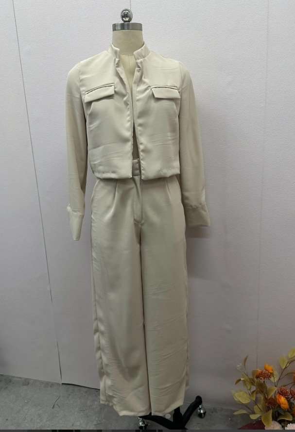 Long-sleeved Top Wide-leg Pants Suit image 2