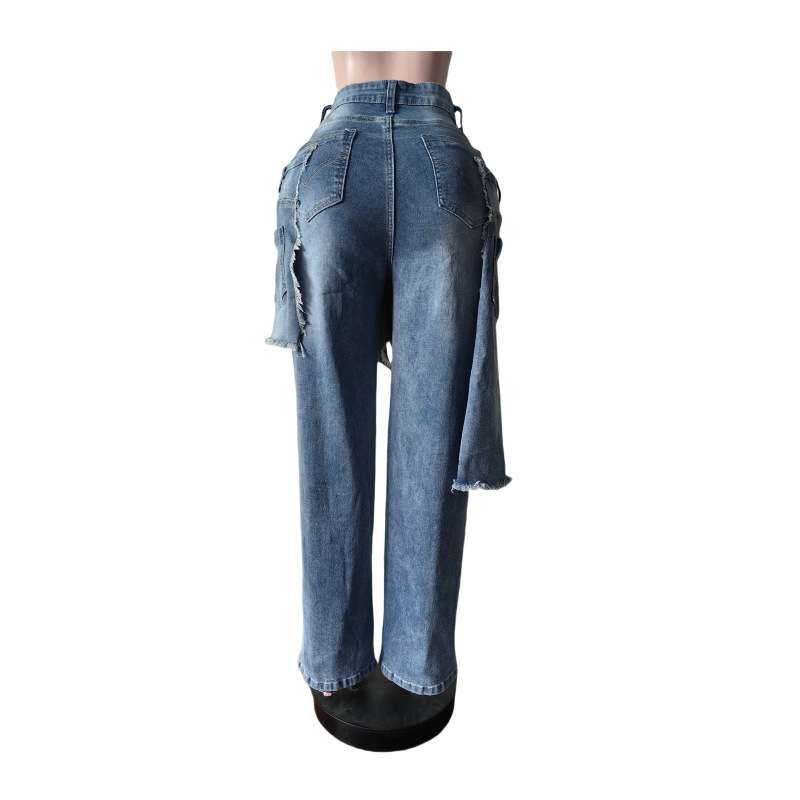 Distressed Wide-Leg High-Waisted Jeans image 4