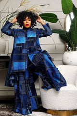 Color Block Denim-Lookalike Two Piece image 1