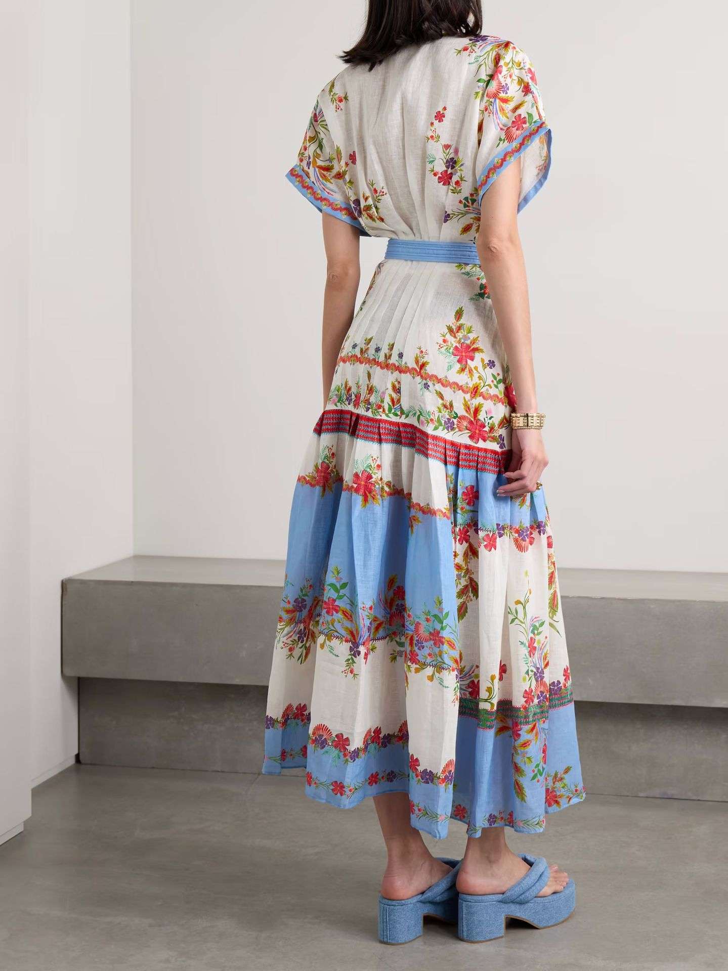 Floral-Print Belted Linen Maxi Dress image 2