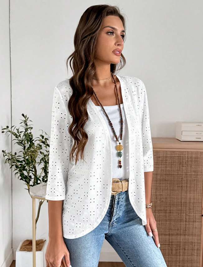 Button-Front Jacket with 3/4 Sleeves image 0