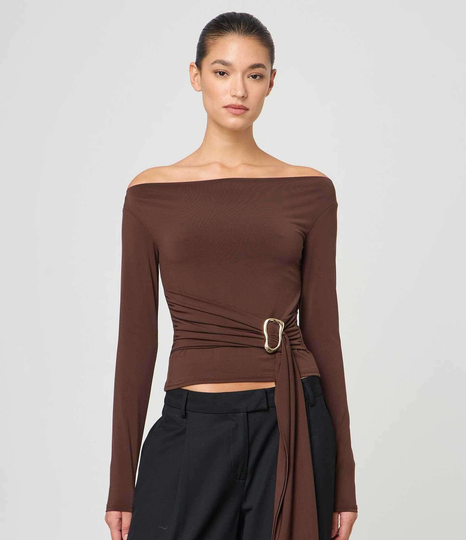 Off-the-Shoulder Top with Side Tie image 3