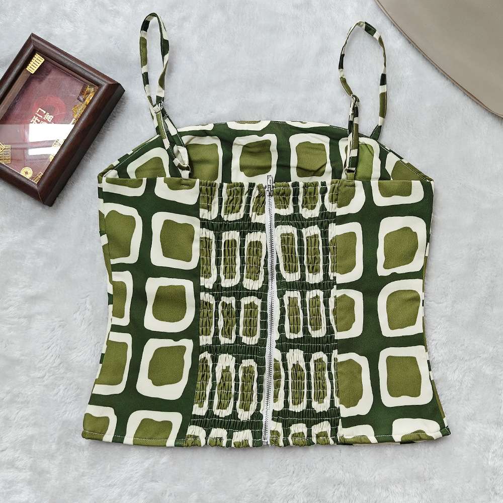 Green Geometric Print Camisole Top image 2