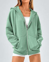 Cozy Ribbed Hoodie - M, Green image