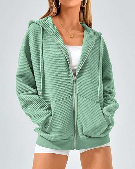 Cozy Ribbed Hoodie - M, Green image