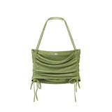 Stylish Ruched Crop Top - S, Green image