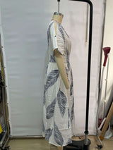 Elegant Leaf Print Maxi Dress image 4