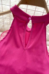 Flower Detail High Neck Sleeveless Fashion Top image 1