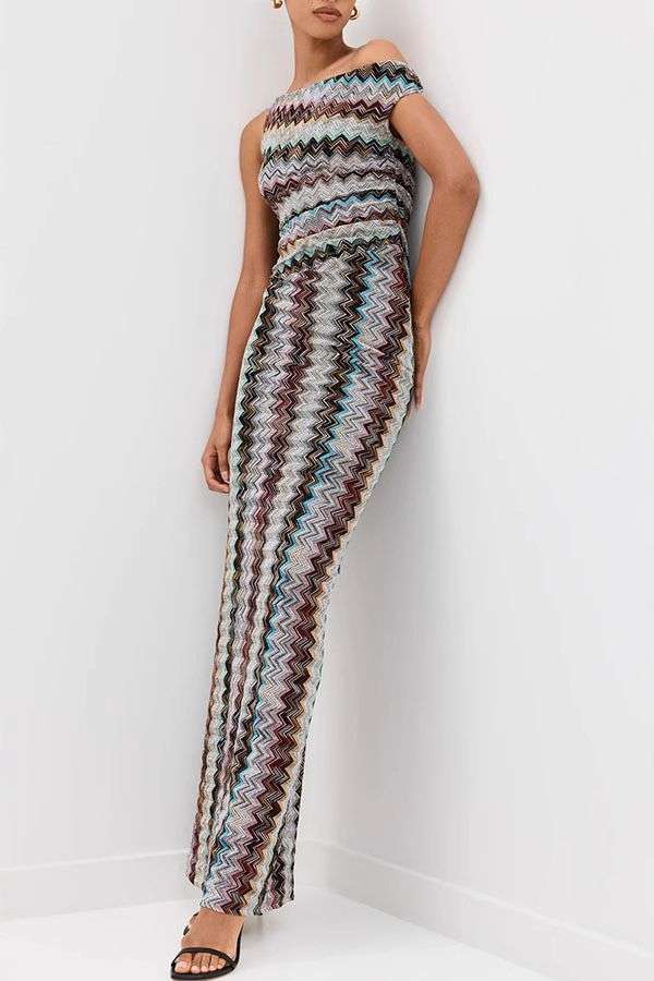 Zigzag Pattern Sleeveless Dress image 1