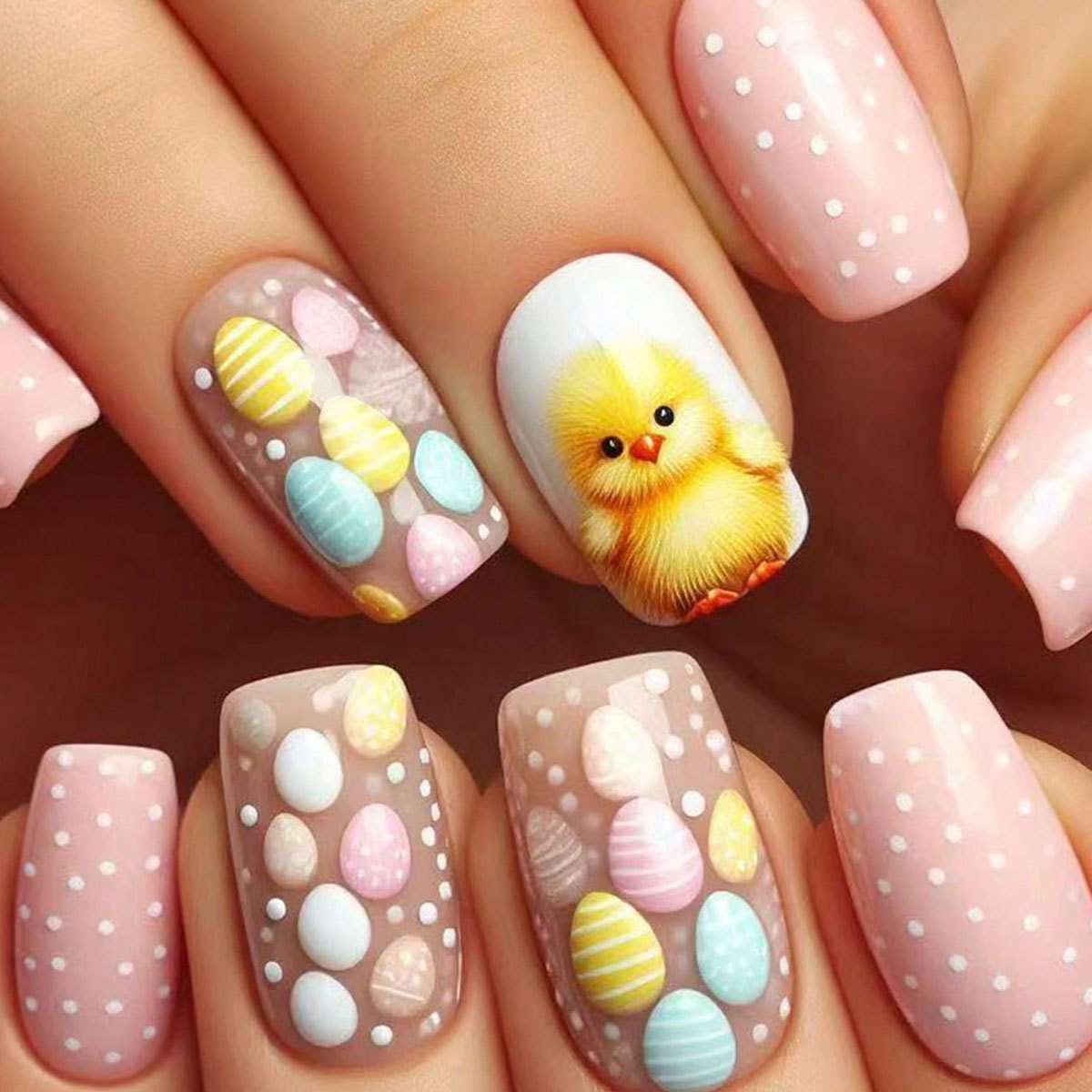 Cute Easter Egg and Chick Nail Art Set image 0