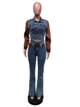 Patchwork Denim Set cropped jackethigh-waist jeans image 5