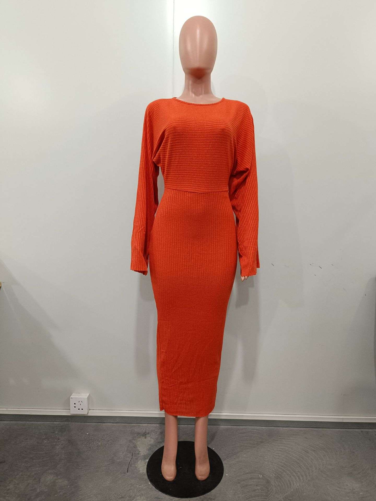 Long Sleeve Solid Pit Hip Dress image 4