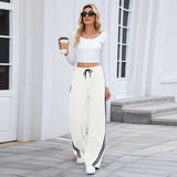 Lounge Pants with Side Stripe Details - L, White image