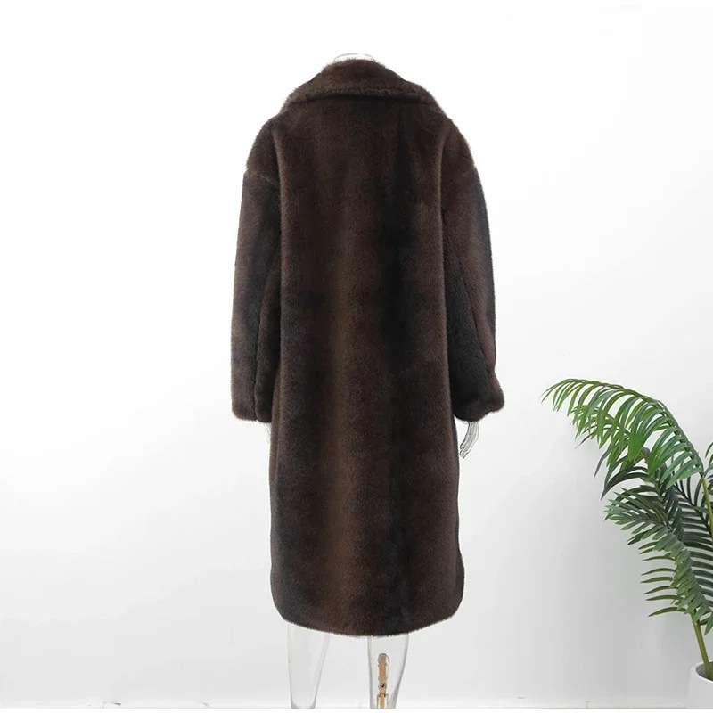 Faux Fur Long Coat Fashionable Fluffy Plush Coat image 3