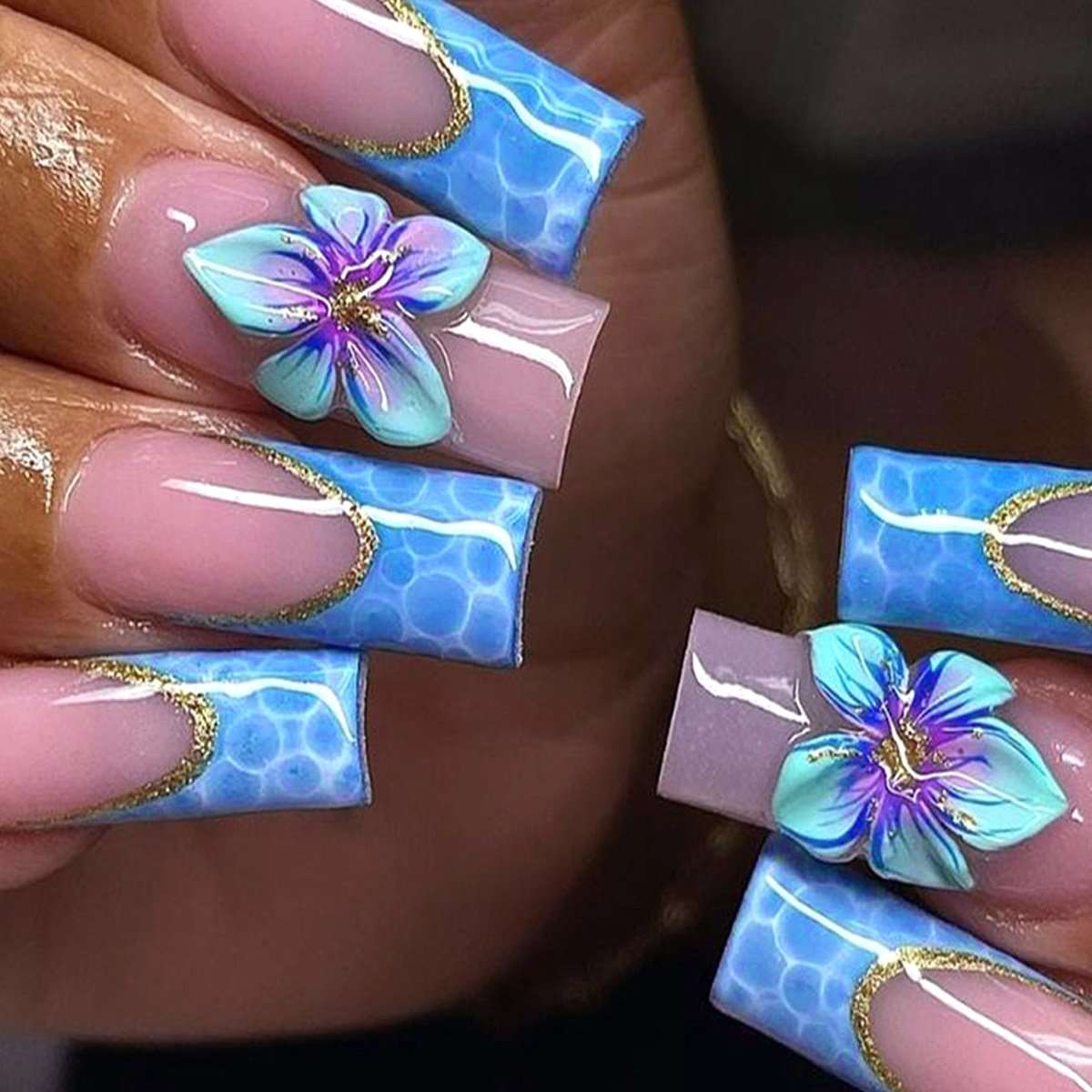 Elegant Nail Art with 3D Floral Design image 3