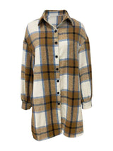 Contrast Color Plaid Long Sleeve Boyfriend Coat image 1