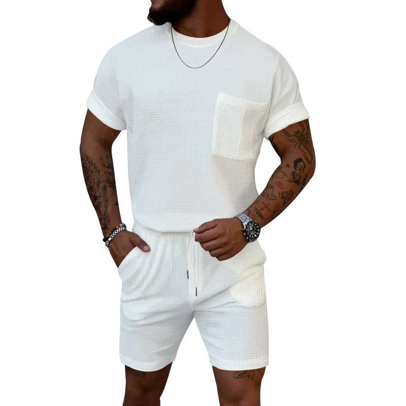 Matching Short-Sleeve T-Shirt & Shorts Set - M, White image