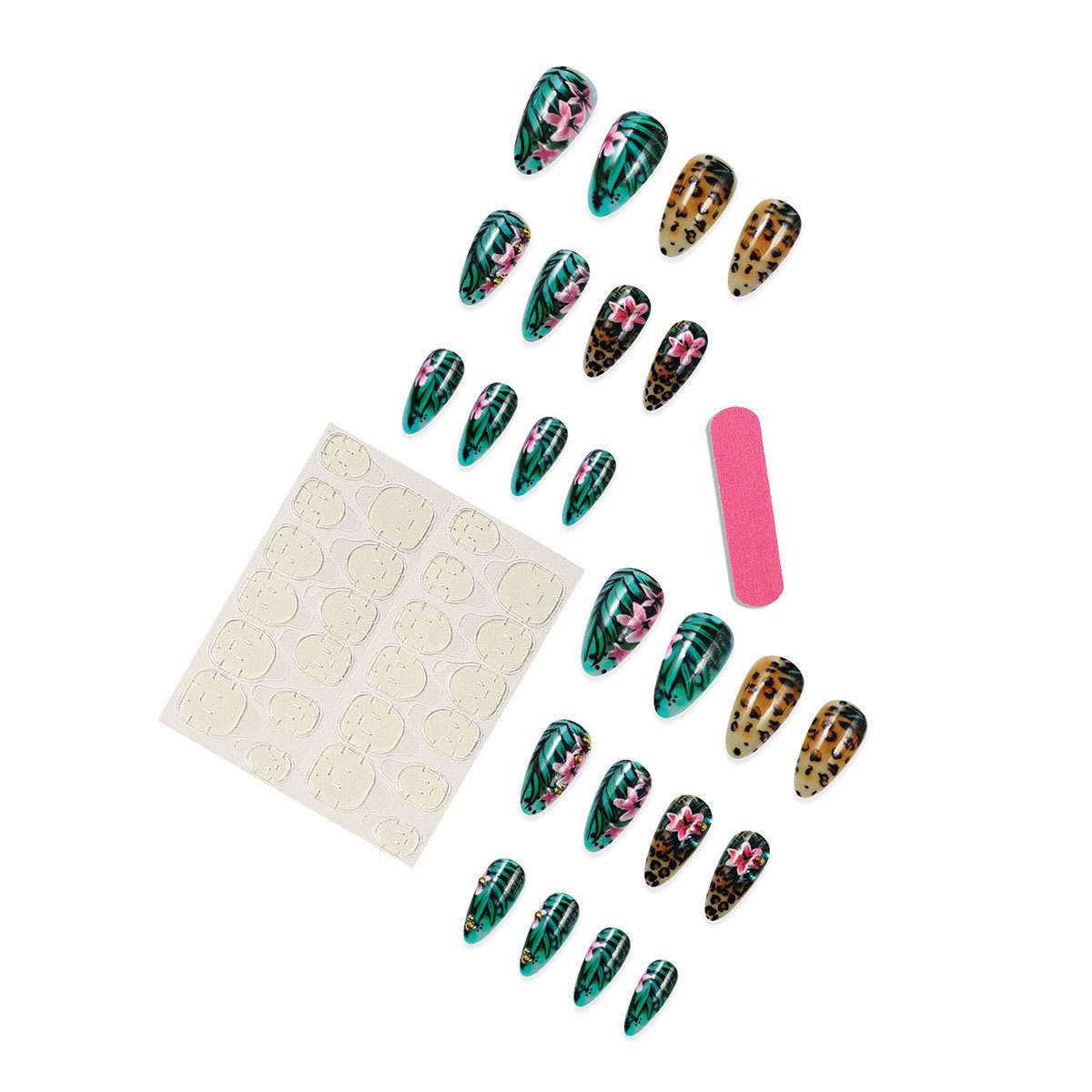 Vibrant Floral and Leopard Print Nail Art image 3