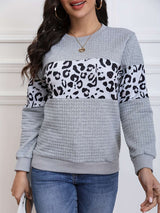 Color Block Leopard Print Sweatshirt image 3