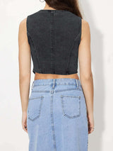 Light Wash Crop Vest image 5