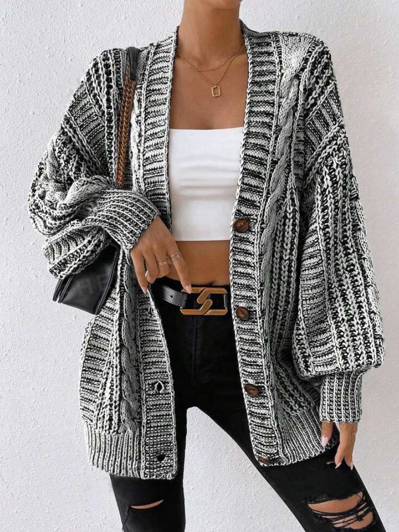 Oversized Cable Knit  Cardigan Jacket image 1