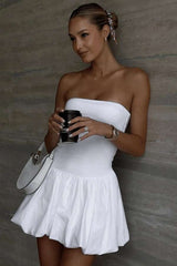 Bubble Chic Strapless Mini Dress - M, White image
